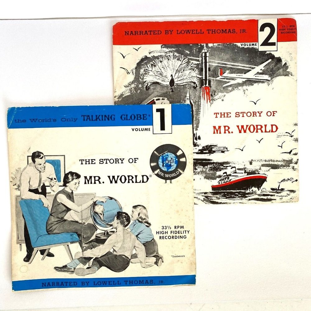 1962 Talking Globe Story of Mr World Narrated by Lowell Thomas Jr Record 33 1/3